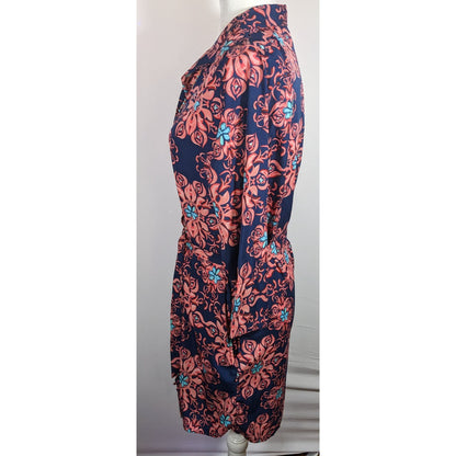 Modaposa Carlotta Belted Blue And Pink Floral Dress