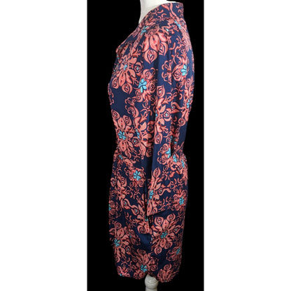 Modaposa Carlotta Belted Blue And Pink Floral Dress
