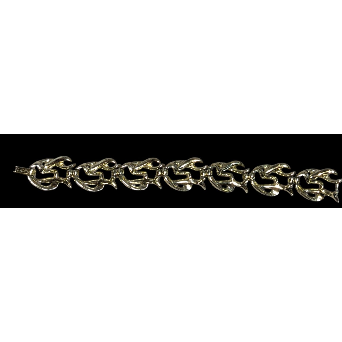 Retro Vintage Claudette Gold Tone Swirl Link Bracelet Mod Statement Jewelry