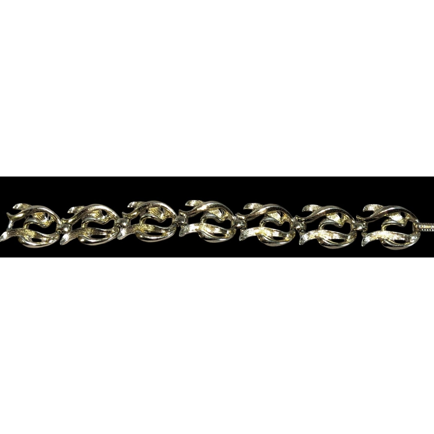 Retro Vintage Claudette Gold Tone Swirl Link Bracelet Mod Statement Jewelry