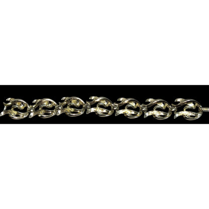 Retro Vintage Claudette Gold Tone Swirl Link Bracelet Mod Statement Jewelry