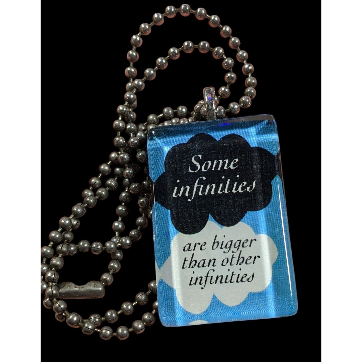 Some Infinities Blue Glass Pendant Necklace