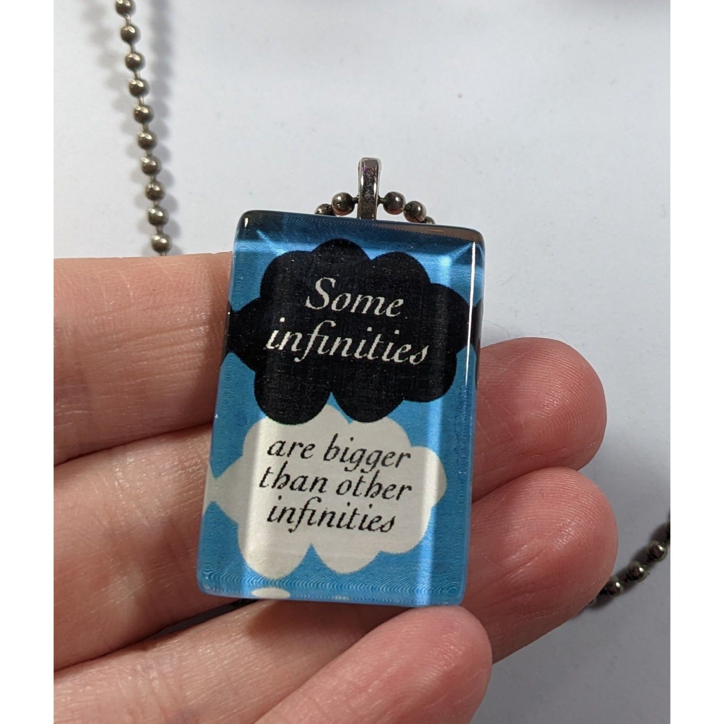 Some Infinities Blue Glass Pendant Necklace