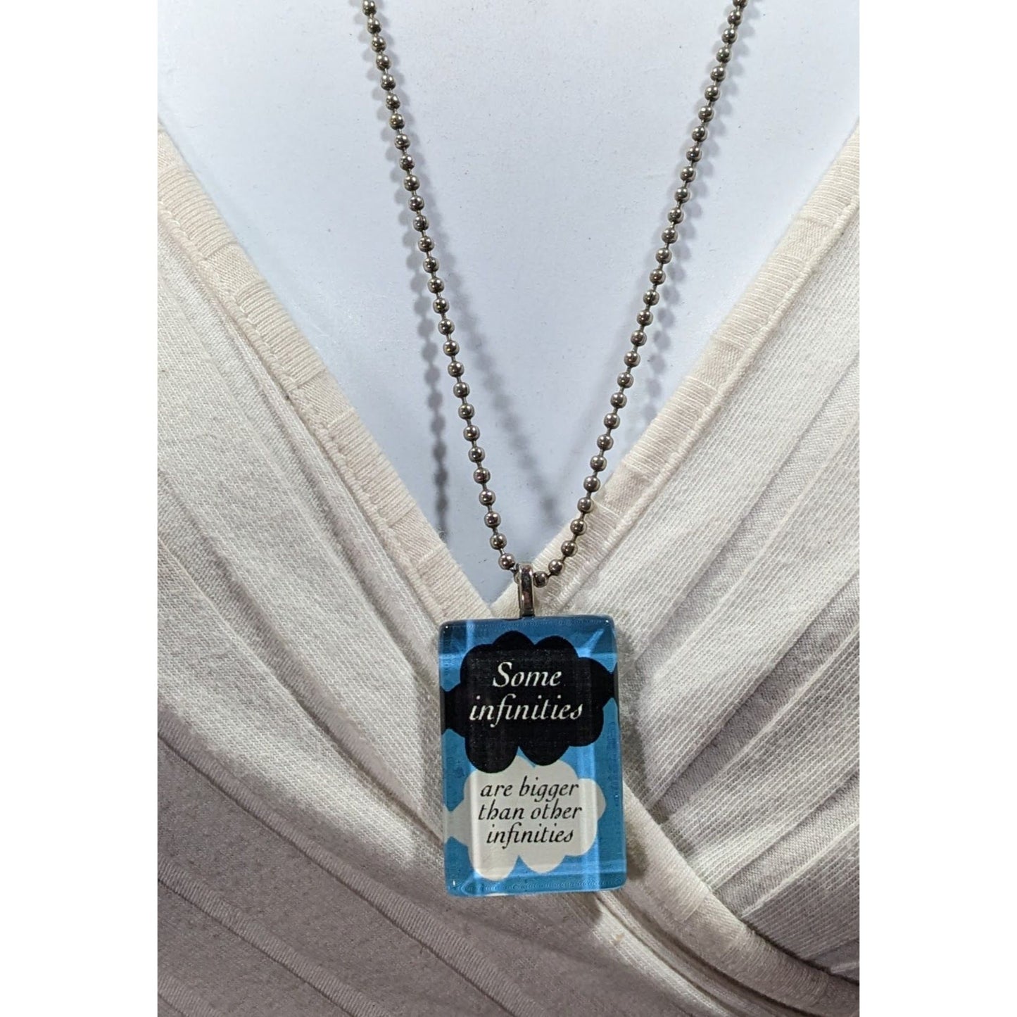 Some Infinities Blue Glass Pendant Necklace