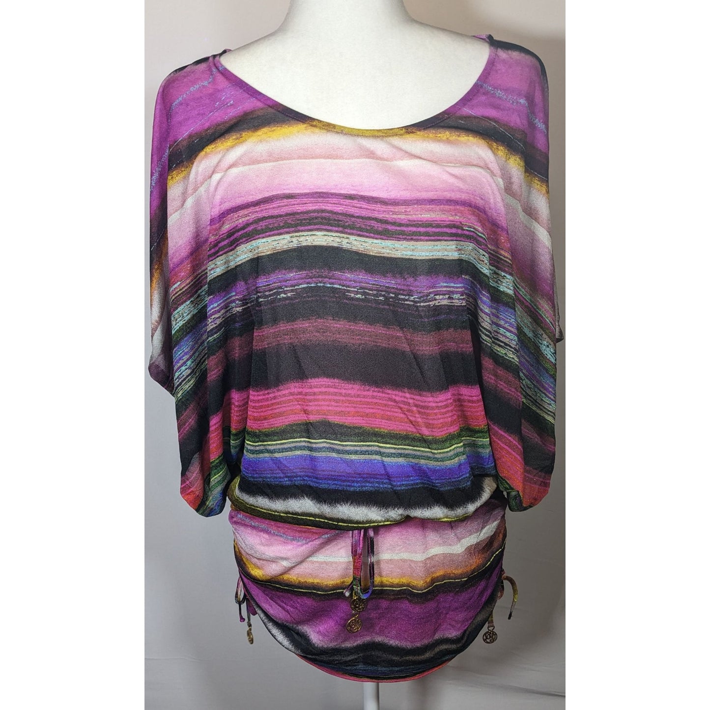 Luli Fama Purple Striped Bathing Suit Cover Up