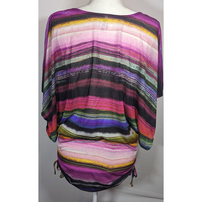 Luli Fama Purple Striped Bathing Suit Cover Up