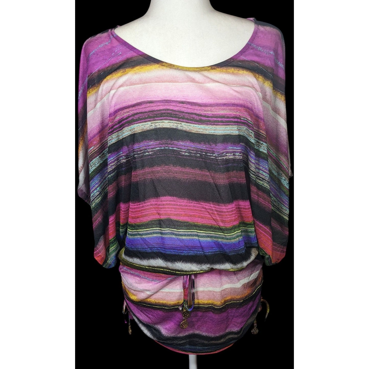 Luli Fama Purple Striped Bathing Suit Cover Up