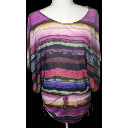 Luli Fama Purple Striped Bathing Suit Cover Up