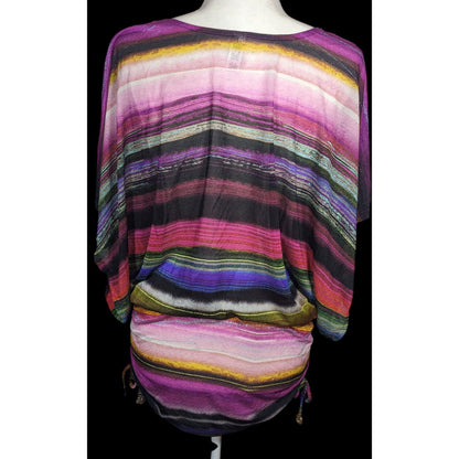 Luli Fama Purple Striped Bathing Suit Cover Up