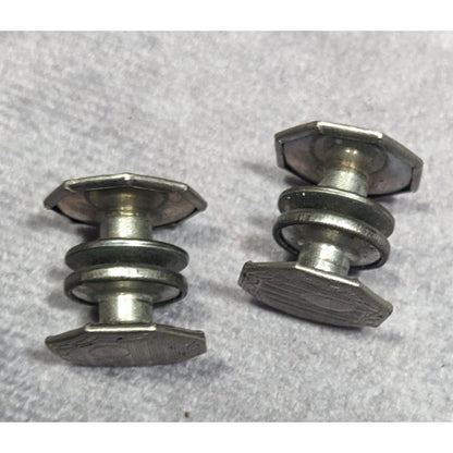 Vintage Etched Geometric Silver Tone Snap Cufflinks