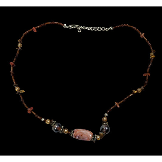 Rustic Glass And Gemstone Beaded Necklace