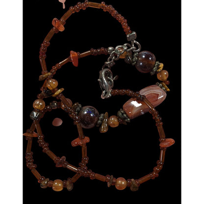 Rustic Glass And Gemstone Beaded Necklace