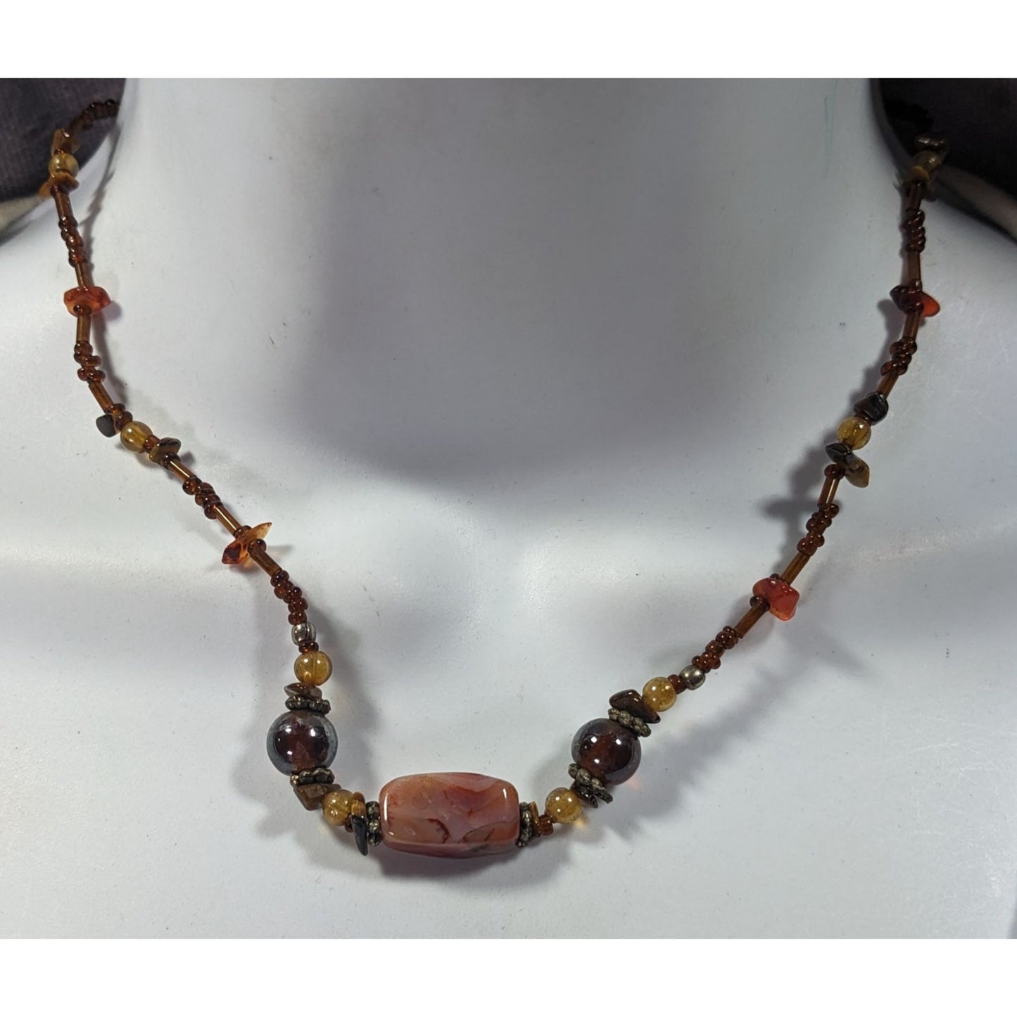 Rustic Glass And Gemstone Beaded Necklace