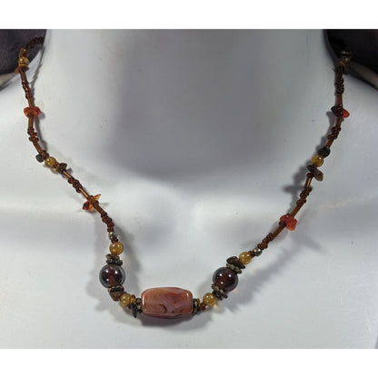 Rustic Glass And Gemstone Beaded Necklace