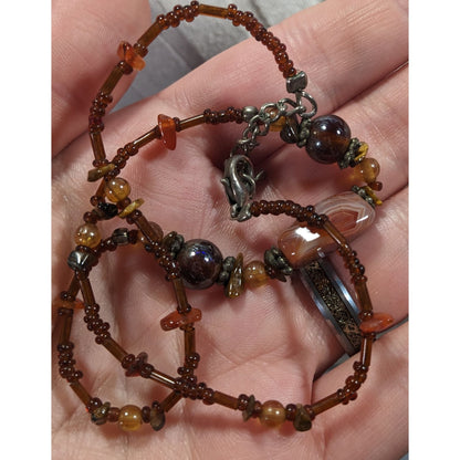 Rustic Glass And Gemstone Beaded Necklace