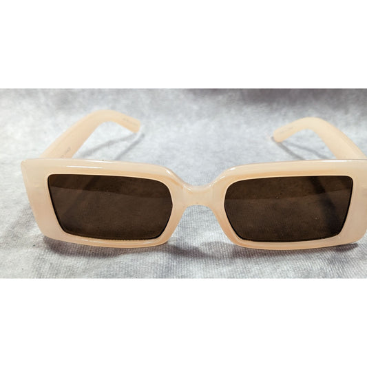 Throwin' Shade Beige Retro Rectangular Sunglasses