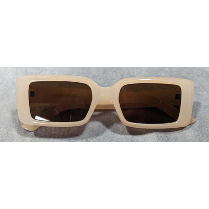 Throwin' Shade Beige Retro Rectangular Sunglasses