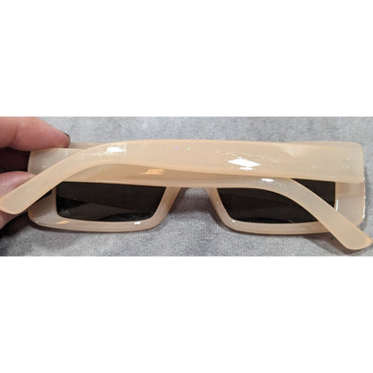 Throwin' Shade Beige Retro Rectangular Sunglasses