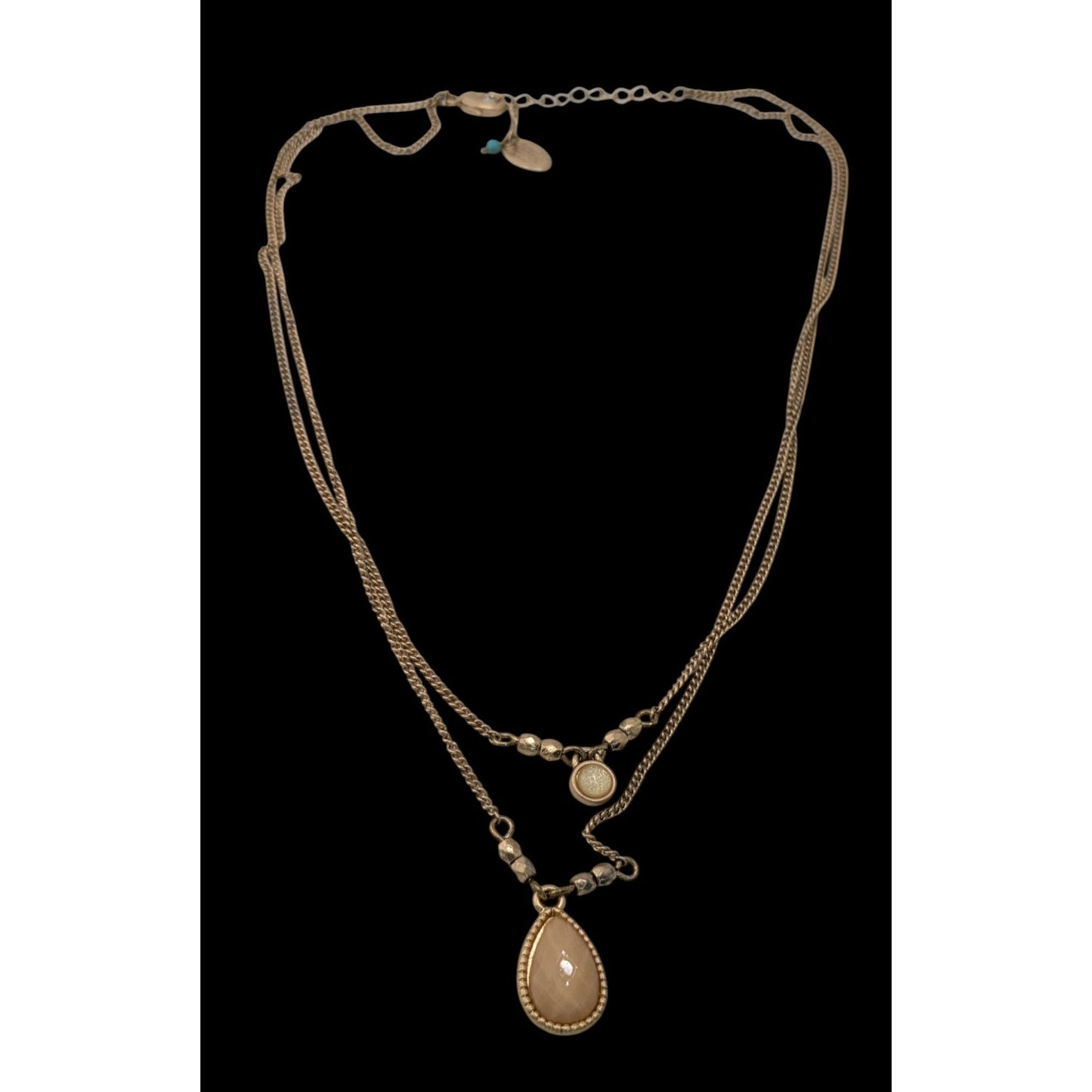 Nine West Vintage America Collection Layered Gold-Tone Necklace With Beaded Accents & Teardrop Pendant