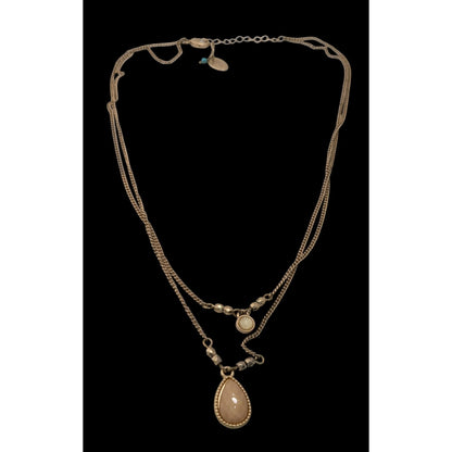 Nine West Vintage America Collection Layered Gold-Tone Necklace With Beaded Accents & Teardrop Pendant