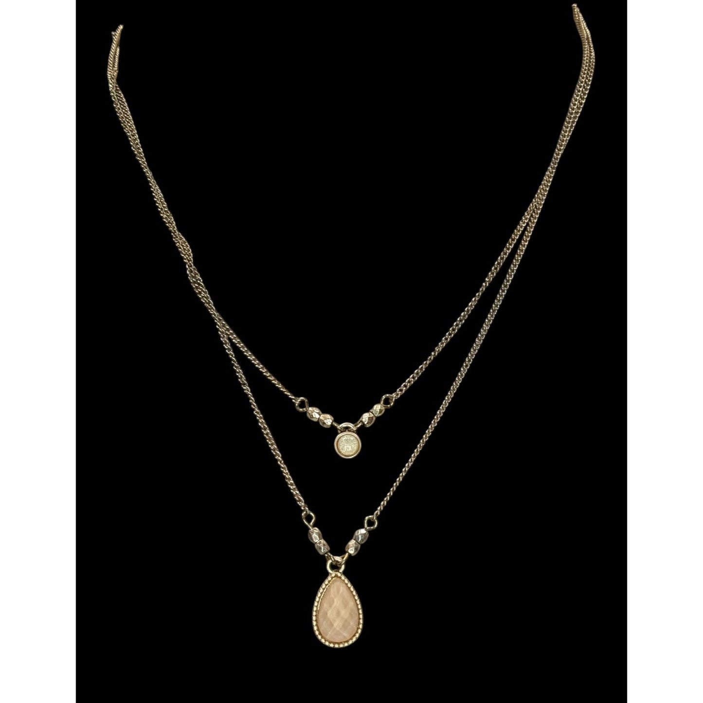 Nine West Vintage America Collection Layered Gold-Tone Necklace With Beaded Accents & Teardrop Pendant