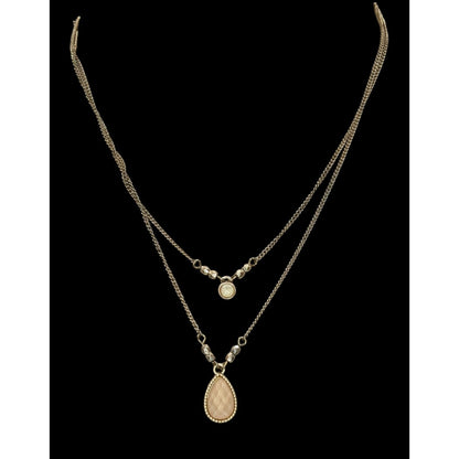 Nine West Vintage America Collection Layered Gold-Tone Necklace With Beaded Accents & Teardrop Pendant