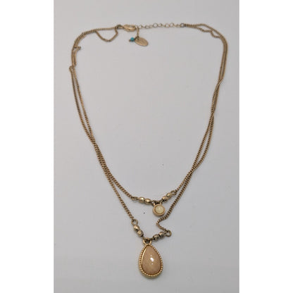 Nine West Vintage America Collection Layered Gold-Tone Necklace With Beaded Accents & Teardrop Pendant