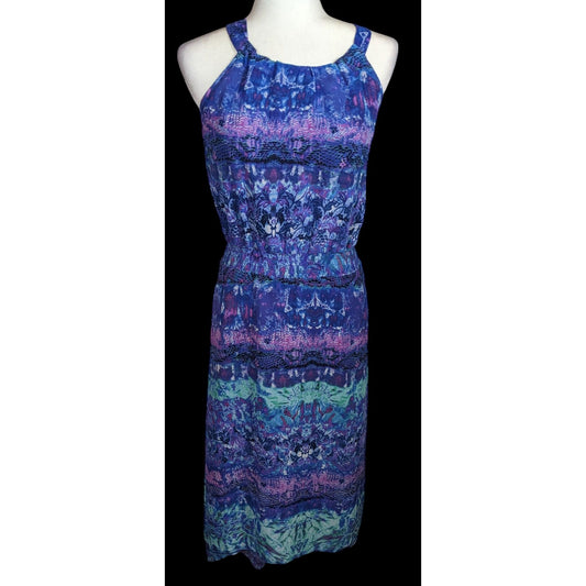 Chico's Blue And Purple Floral And Snake Print Dress