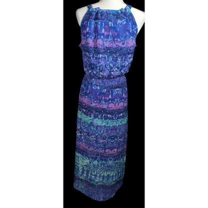 Chico's Blue And Purple Floral And Snake Print Dress