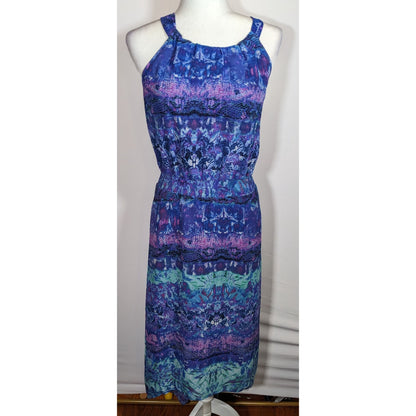 Chico's Blue And Purple Floral And Snake Print Dress