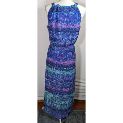 Chico's Blue And Purple Floral And Snake Print Dress