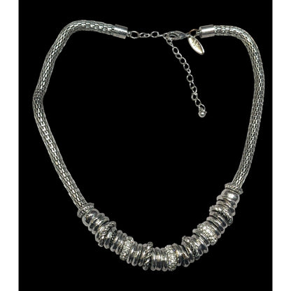 NY & Company Brutalist Glam Silver Tone Mesh Tube Necklace