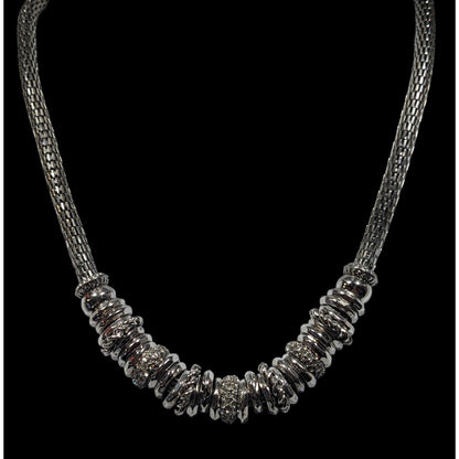 NY & Company Brutalist Glam Silver Tone Mesh Tube Necklace