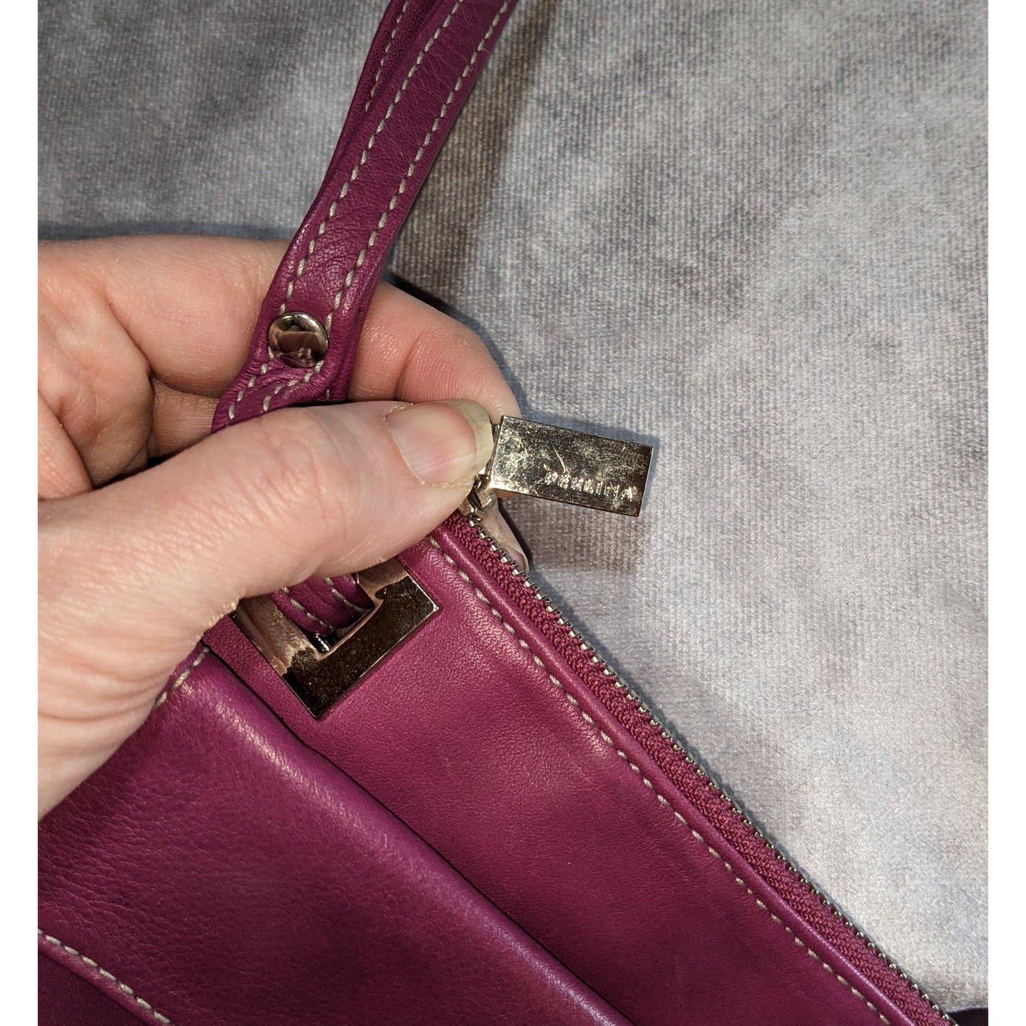 Perlina Purple Leather Wristlet Clutch With Silver Hardware & Buckle Accent
