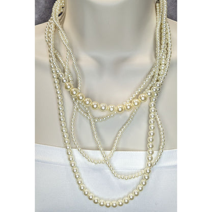Bridal Glam Multi-Strand Faux Pearl Statement Necklace