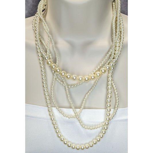 Bridal Glam Multi-Strand Faux Pearl Statement Necklace