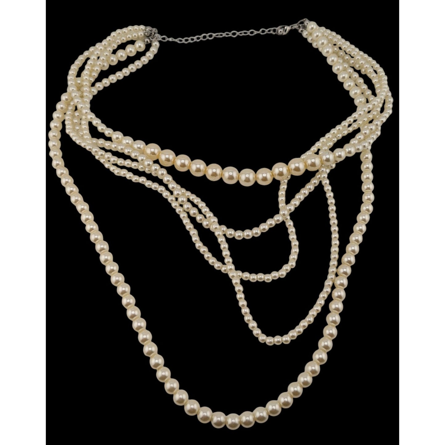 Bridal Glam Multi-Strand Faux Pearl Statement Necklace