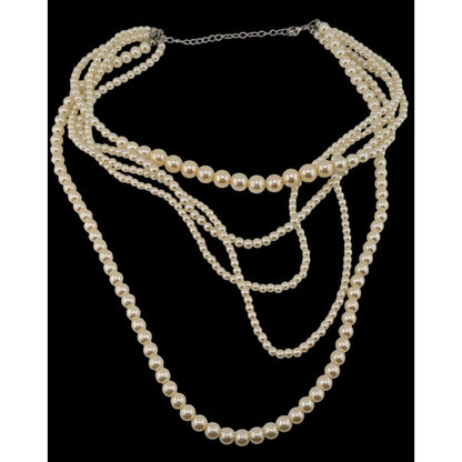Bridal Glam Multi-Strand Faux Pearl Statement Necklace