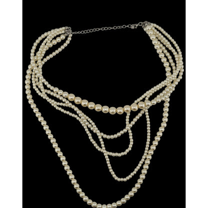 Bridal Glam Multi-Strand Faux Pearl Statement Necklace