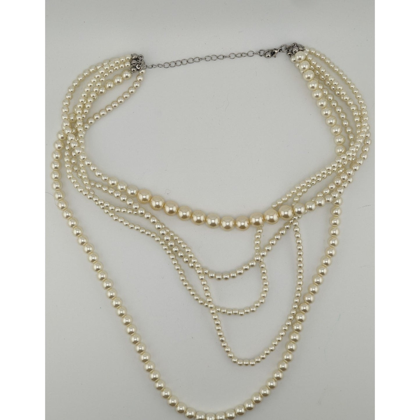 Bridal Glam Multi-Strand Faux Pearl Statement Necklace