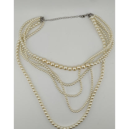 Bridal Glam Multi-Strand Faux Pearl Statement Necklace