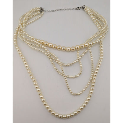 Bridal Glam Multi-Strand Faux Pearl Statement Necklace