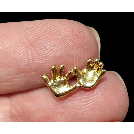 Super Tiny Gold Tone Baby Hands Lapel Pin