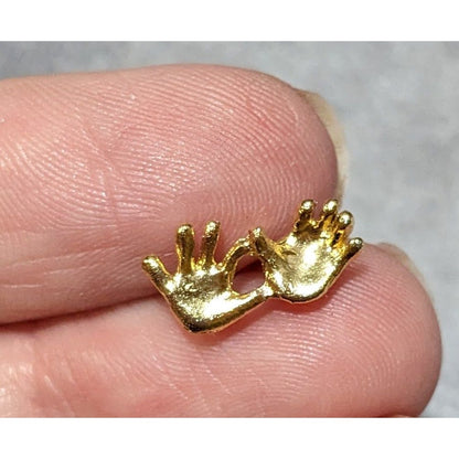 Super Tiny Gold Tone Baby Hands Lapel Pin