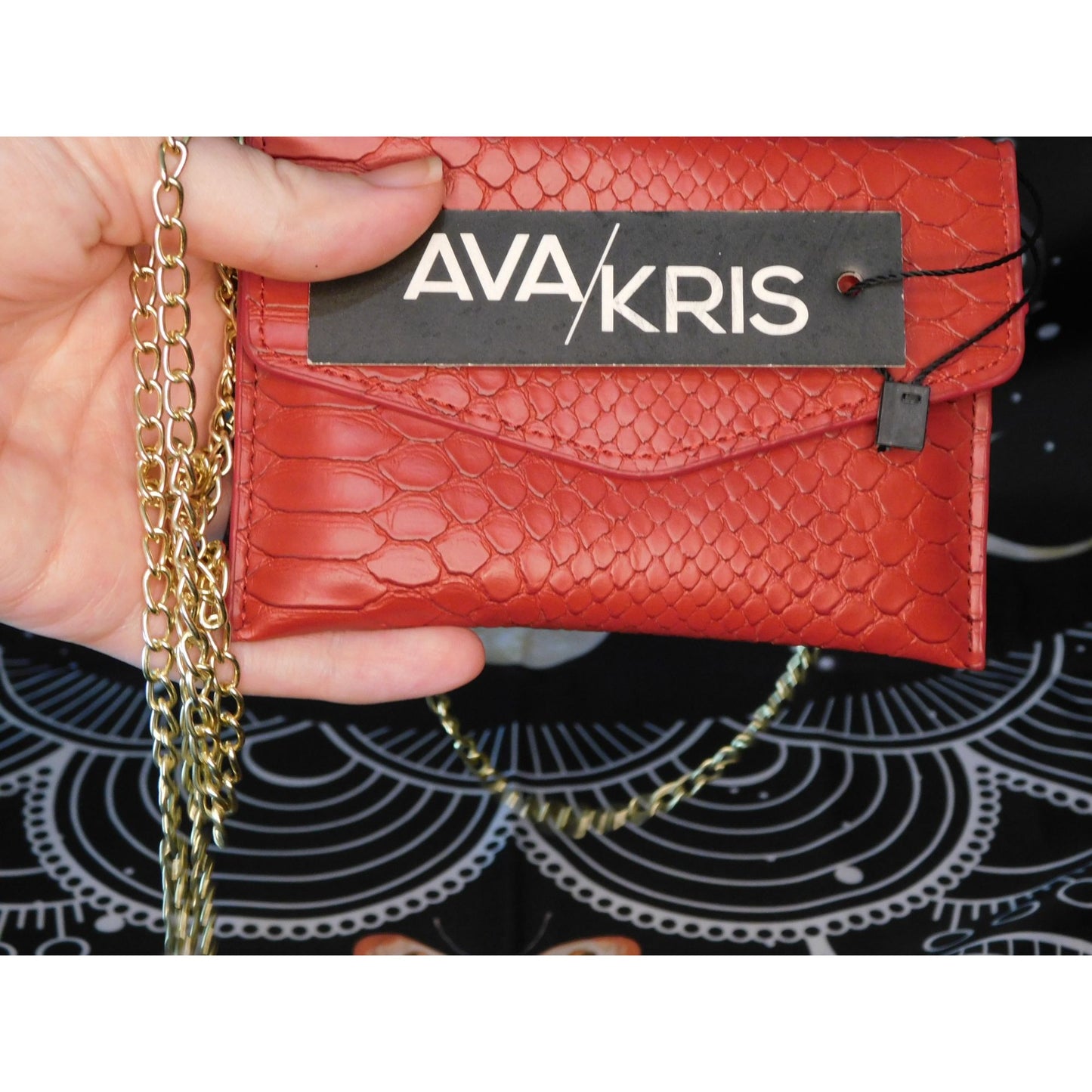 Ava/Kris Tiny Red Faux Snake Skin Crossbody Bag NWT