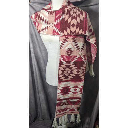 Idyllwind Cozytown USA Plush Pink Southwestern Print Fringe Scarf