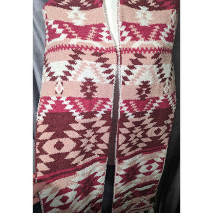 Idyllwind Cozytown USA Plush Pink Southwestern Print Fringe Scarf