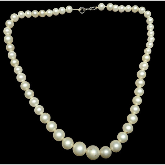Vintage Faux Pearl Necklace With Graduated Beads