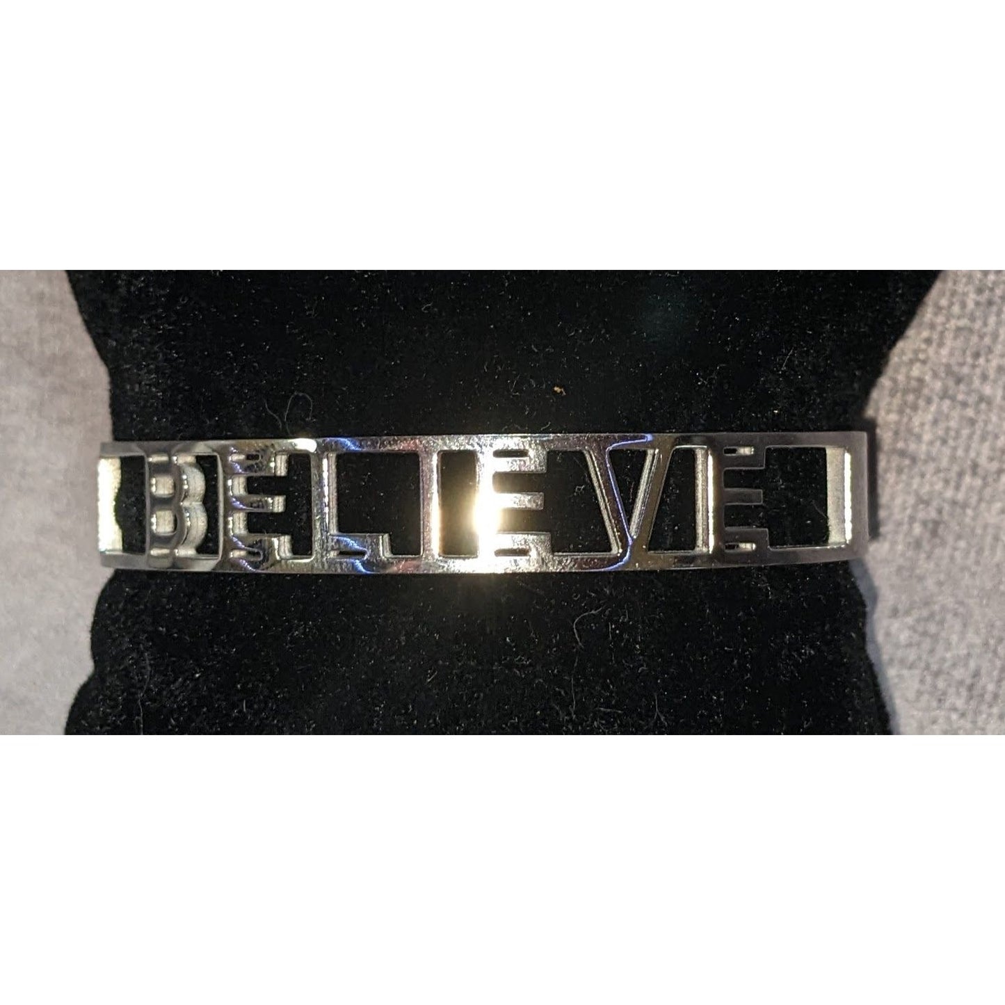 Mantraband Believe Inspirational Adjustable Cuff Bracelet Silver Tone 6 Inches