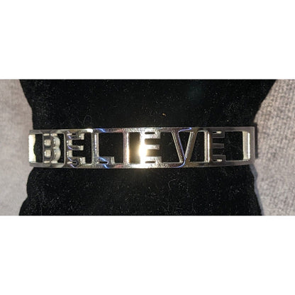 Mantraband Believe Inspirational Adjustable Cuff Bracelet Silver Tone 6 Inches
